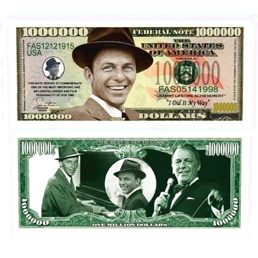 American Art Classics Pack of 5 - Frank Sinatra Million Dollar Bill - Best Gift for Fans of Old Blue Eyes