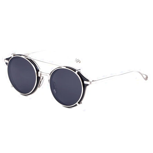Dollger Double Lens Clip On Sunglasses Non-flip Lens Round Steampunk Style Glasses for Men Women