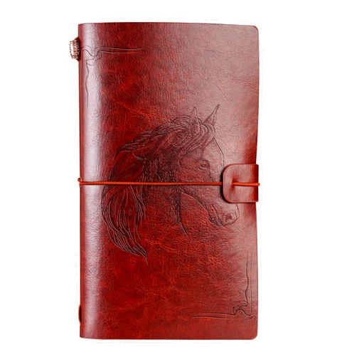 InnoBeta Horse gifts Leather Journal Notebook, for Horse Lovers, Girls, Men, Women on Birthday, Refillable Sketchbook, Travel Diary, Lined Planner, 7x5 Inches, Brown