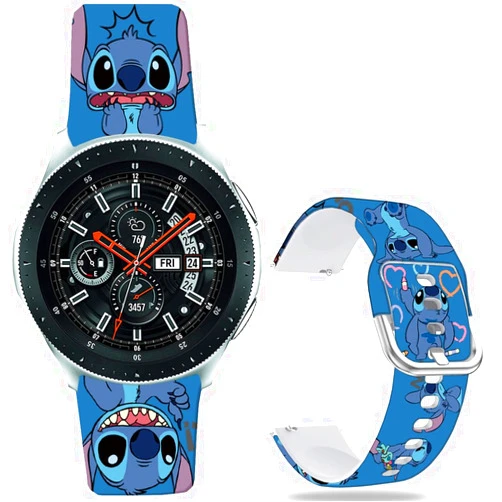 Hepsun Stitch Art Bands Compatible with Samsung Galaxy Watch 4 40/44mm/Galaxy Watch 42mm/Watch 3 41mm/Active 2/Gear S2 Classic/Sport/Garmin Vivoactive 3 20mm Soft Silicone Kawaii Cute Strap Kids Girls