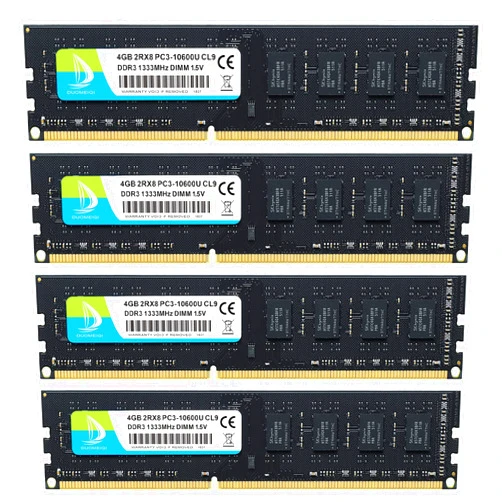 D DUOMEIQI DDR3 RAM 16GB Kit (4 x 4GB) PC3 10600U DDR3 1333 DIMM RAM CL9 240-Pin Unbuffered Non-ECC Upgrade Module Ram for Desktop