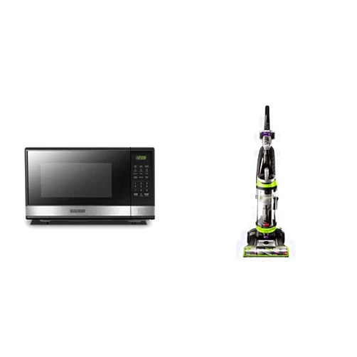 BLACK+DECKER Digital Microwave Oven (1.1 Cu.ft) and BISSELL CleanView Swivel Upright Bagless Vacuum