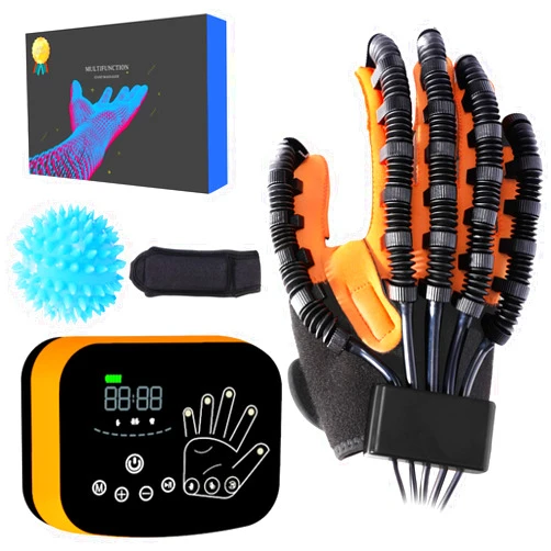 MZU New Version of Rehabilitation Robot Gloves, Hand Dysfunction Patient Training Device Stroke Hemiplegia, Finger Exerciser Hand Strengthener Finger Orthosis for Relief Cramps