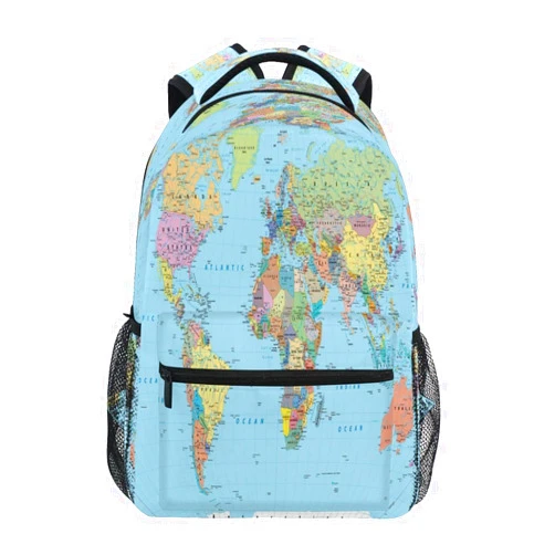 Ksajwzf School Laptop Backpack World Map Old for Girls Kids Boys Education Bookbag Elementary College Travel Hiking Daypack Backpacks with Name Brand for Men Women