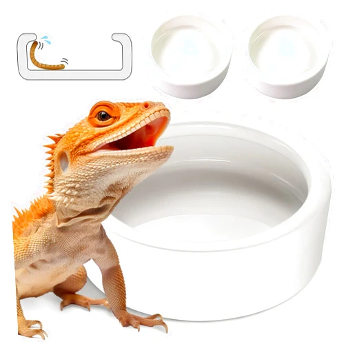 HELIME Reptile Food Dish Bowl, Worm Water Dish Small (2.75in) Lizard Gecko Ceramic Pet Bowl, Mealworms Bowls for Leopard Bearded Dragon Chameleon Hermit Crab Dubia Cricket Anti-Escape Superworm Feeder 2 Pack