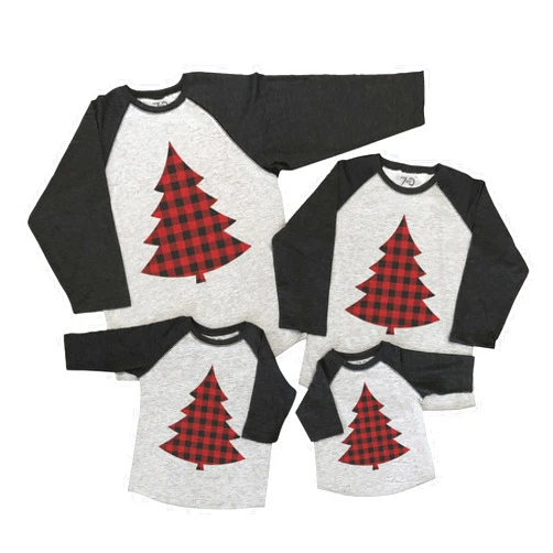 7 ate 9 Apparel Matching Family Christmas Shirts - Plaid Tree Grey Shirt