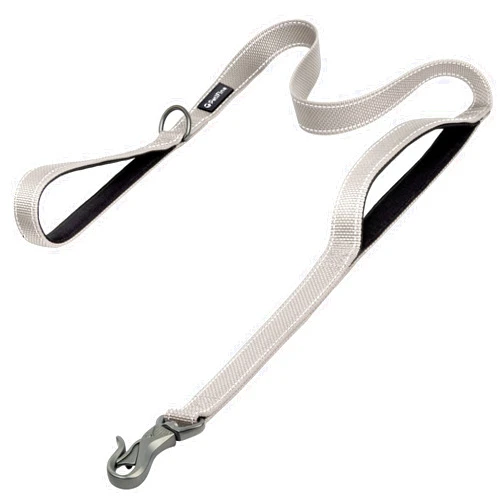 PetiFine 5FT Heavy Duty Dog Leash with Soft Padded Double Handle, Durable Strong Clasp Dog Leashes, Reflective Nylon Walking Lead for Large,Medium,Small Breed Dogs, Grey