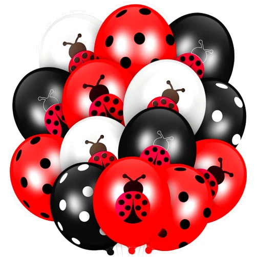 Sumind 48 Pieces Ladybug Balloons 12 Inch Latex Balloons Black White Polka Dots Party Supplies for Ladybug Birthday Party Boys Girls Jungle Theme Birthday Decorations