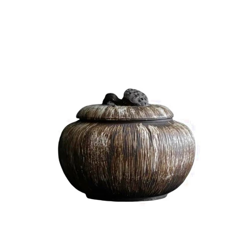 Seamue Ceramic Tea Caddy Handmade Ceramic Tea Cans Tea Caddy Sealed Tank Storage Tank Tea Box Tea Container Candy Jars Tea Orga (B)