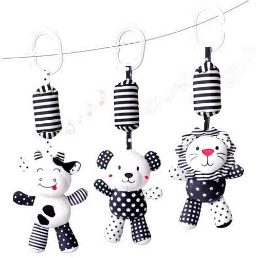 rolimate Baby Toy Cartoon Animal Stuffed Hanging Rattle Toys, Baby Bed Crib Car Seat Travel Stroller Soft Plush Toys with Wind Chimes, Best Birthday Gift for Newborn 0-18 Month
