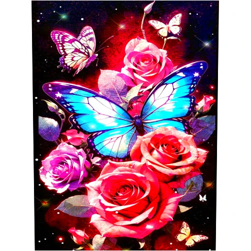 Zythron Diamond Painting Kits for Adults Butterfly Diamond Art Adult DIY 5D Flower Diamond Painting Butterfly Flower Diamond Painting Kits for Adults Beginners 12x16 inch