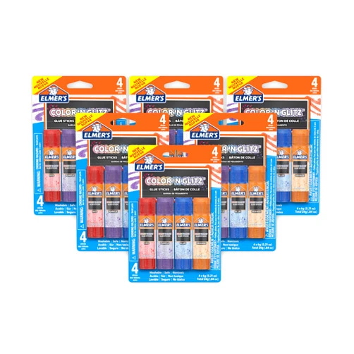 Elmer's Elmer’s Color 'n Glitz Glue Sticks, Washable, Assorted Colors, 24 Count (6 Packs of 4)