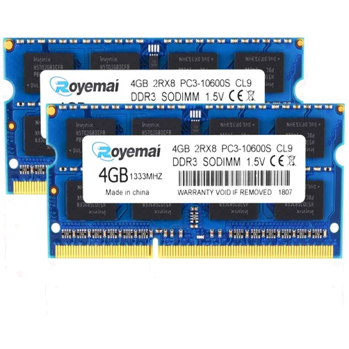 D DUOMEIQI PC3-10600 DDR3 1333 8GB Kit (2x4GB) RAM PC3 10600S 1333MHZ 2Rx8 204-pin 1.5v 4GB Memory Upgrade for Laptop