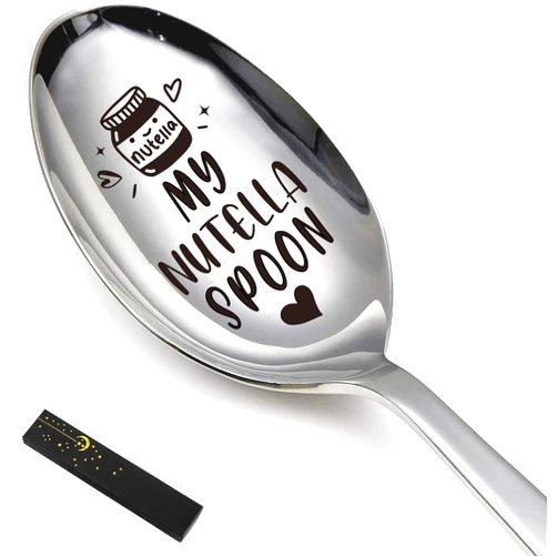 Myakako Funny My Nutella Spoon, Engraved Stainless Steel Spoon for Women Men Birthdays, Christmas, Valentine's Day, Father's Day Gi
