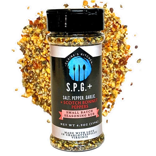 Claire's Kitchen SPG + Scotch Bonnet Peppers Seasoning/Savory & Spicy All Natural Blend/Poultry, Steak, Burger, Pork, Fish, & Vegetable - Salt Pepper Garlic Spices Rub / 4.9oz Net Wt Shaker Bottle