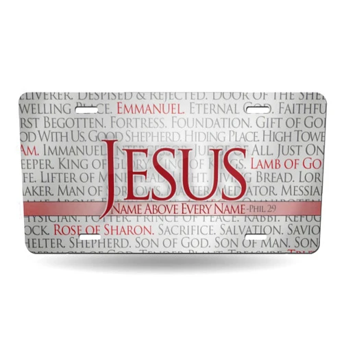 HANGWWZQ Jesus Quotes Christian Quotes License Plate Cover Decorative Car Front License Plate Novelty Aluminum Car Plate Vanity Tag 6×12 Inch - 4 Holes