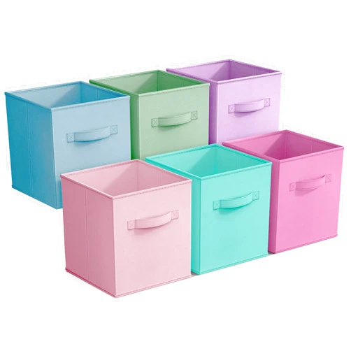 Sorbus Fabric Storage Cubes - 6 Foldable Storage Bins for Organizing Pantry, Cubbies, Toy Box - Clothes Storage & Closet Organizer - 11 Inch Collapsible Cube Baskets for Shelves with Handle