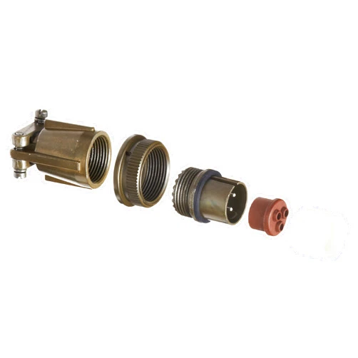 Amphenol Industrial MS3106E14S-7P Circular Connector Pin, Environmental Resisting, Threaded Coupling, Solder Termination, Straight Plug, 14S-7 Insert Arrangement, 14S Shell Size, 3 Contacts