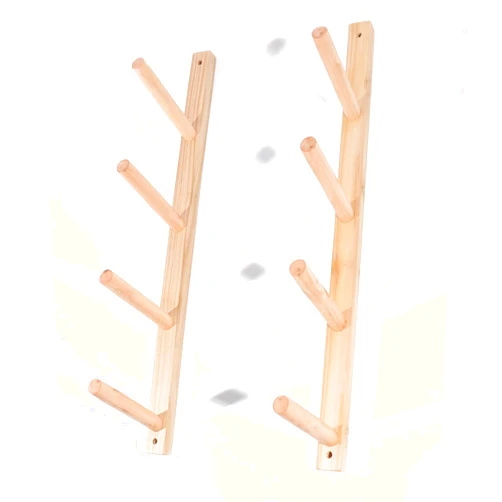 TUJOBA Wall Mount Wood Yoga Mat Storage Rack, 4 Tier Equipment Holder for Home Gym, Yoga Studio, Sectional Workout Mat Organizer Wall