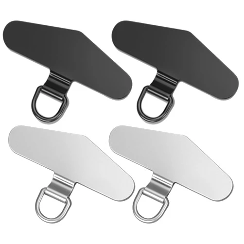 TENOC Metal Phone Tether Tab, Metal Phone Patch, Universal Cellphone Lanyard Pad for Full Phone Case, 2 x Black & Sliver