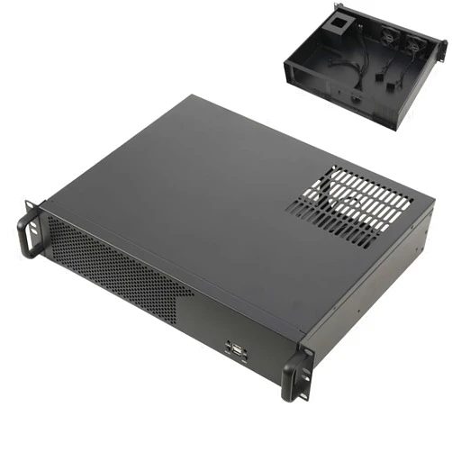 QAVODB 2U Server Chassis Server Case Rackmount Case Supports Mini ITX and Micro ATX (9.6 x 9.6) Mainboards Supports 3 x 3.5 HDD or 2 x 3.5 HDD + 1 x 2.5 SSD Hard Disks