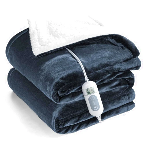 Shodu Electric Blanket Heated Throw,Double-Sided Flannel＆Sherpa Electric Throw with1-9 hrs Timer Auto-Off & 8 Heating Levels,ETL Certification,Machine Washable,Heated Protection Ultra Soft Warm
