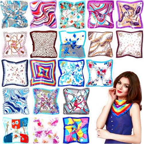 SATINIOR 20 Pieces Women Satin Square Scarf Mixed Color Small Silk Neck Scarf for Women Girls Favors, Random Color (Elegant Style)