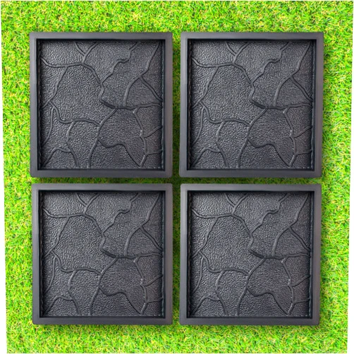 BETONEX Plastic Molds Concrete Set Patio Paving Mold 4 pcs - Big Large Pathmaker Precast Concrete Molds and Forms Stampcrete for Walkways - Beautiful Cobblestone Molds for Concrete, Reusable