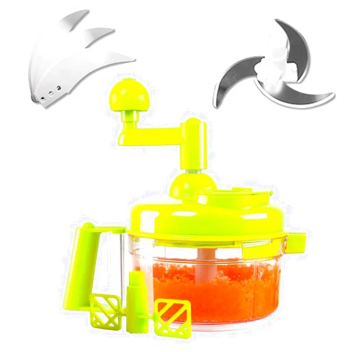 Tenta Kitchen Food processes Hand Crank Food Processor/Manual Food Chopper/Meat Grinder/Vegetable Dicer And Mincer/Fruit Blender With Egg Separator Rotary Onion Chopper(2 Sets steel blades)