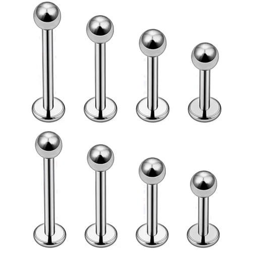 SCERRING 2-8PCS 16g G23 Titanium Labret Monroe Lip Tragus Cartilage Earring Ring Stud Piercing Jewelry 6mm 8mm 10mm 12mm