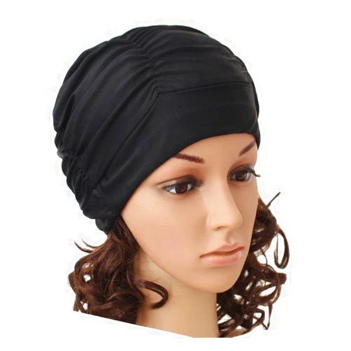 Ewanda store Colorful Pleated Nylon Cloth Swim Cap Large Swimming Cap Hot Spring Bathing Caps for Adult Men Women Long Hair