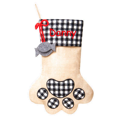 MisUMis Personalized Name Christmas Stockings for Pets Dog Cat Stocking (1 Pack Black)