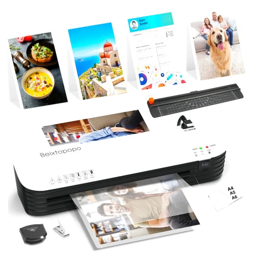 Beixtopopo Laminator Machine, 9 Inch Thermal Laminator, Beixtopopo A4/A5/A6 Personal Laminator Machine with Laminating Sheets, 6 in 1 Heating Laminate Machine for Home School Office, Silent