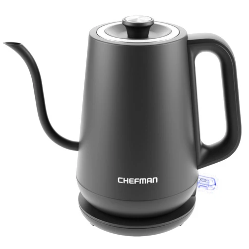 Chefman Gooseneck Electric Kettle, 0.8L Pour Over Tea Kettle for Coffee and Tea, One-Touch Operation, Boil-Dry Protection, Auto Shut-Off, Ultra-Fast Hot Water Boiler – Black