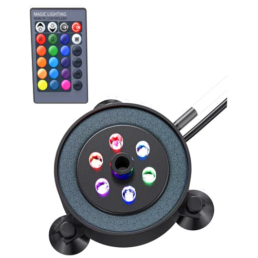 Pawfly Aquarium Air Bubble LED Light Fish Tank Underwater Bubbler Light Aquarium Air Stone Disc with 4 Lighting Modes & 16 Color Changing Effects Multi-Colored Bubbling Light for Fish Tank Decoration