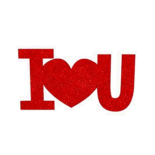 Bleacher Spirit DIY Iron On, I Heart U, Heat Transfer, Tshirt iron on, Mom Gifts, I Love You, Love Decal, Iron On Decal, DIY Craft, Applique, Ready to Press (Red Glitter)