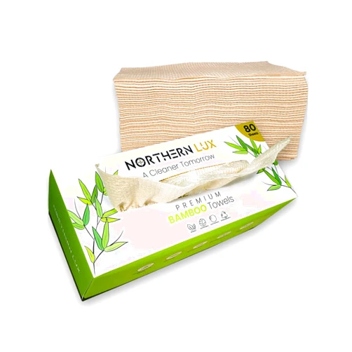 Northern Lux Disposable Bamboo Face Towels (80 Sheets) | Organic Biodegradable Dry Face Wipes | Strong, Soft, and Fragrance Free Bamboo for Makeup Removal Face Care | Disposable and Sustainable