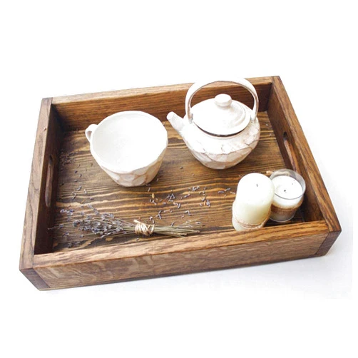 WoodenStuff Wood Geometric Tray, Hexagon Tray with Handles, Modern Tray, Wooden Serving Tray, Breakfast Tray, Wood Platter, Centerpiece Decorative Tray 12x20 in