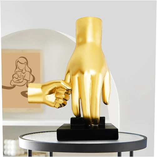 TuyWRA Gold Holding Hands Sculpture,Finger Statue for Home Decor,Mother,Mother Daughter,Mother Son,Father Son,Sister Birthday Gifts,Room,Dresser Bookshelf,Bedroom,Office,Fireplace Mantel Decor