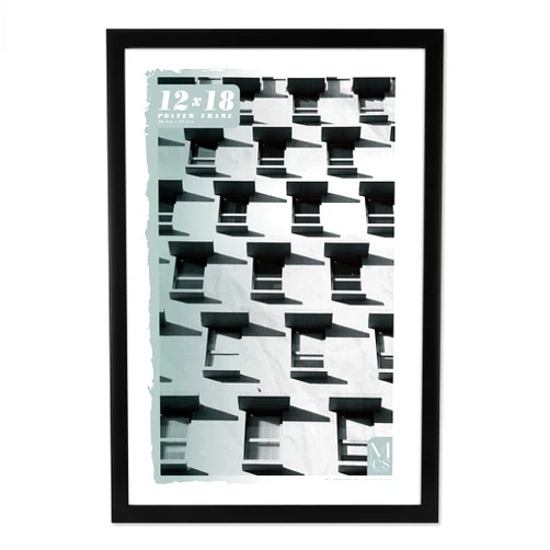 MCS Foundation 12x18 Poster Frame Traditional Black, Vertical & Horizontal Wall Hanging Large Picture Frame for Photos, Posters & Art Prints (1-Pack)
