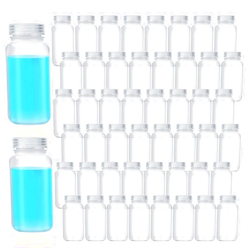 Tatuo 8.4oz Sample Bottle Wide Mouth Reagent Bottle Lab Reagent Bottle with Lids PP Sample Bottles Translucent Plastic Bottles with Caps for Laboratories, Classroomsor Storage(48 Pcs)