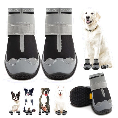 JZXOIVA Dog Shoes for Small Dogs, Dog Boots & Paw Protectors for Hardwood Floors, Outdoor Dog Booties for Hot Pavement Winter Snow Hiking, Waterproof Dog Shoes with Reflective Strips Size 2