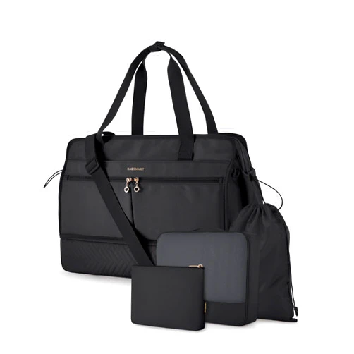 BAGSMART Women's 40L Weekender Travel Duffel Gym Bag with Shoe Compartment, Carry on Overnight Bag