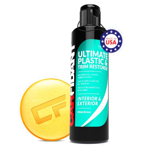 Carfidant Trim & Plastic Restorer w/Applicator - Restores Faded and Dull Plastic, Rubber, Vinyl Back to Black! Protectant and Sealant from UV & Dirt - Easy to Apply! 8.4 fl oz