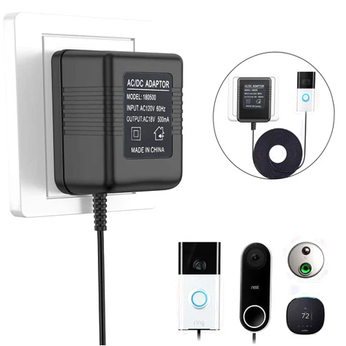 KONLEMEI Doorbell Adapter for Ring,18V Univeral Transformer Compatible with Multiple Types Doorbell or Thermostat,16ft/5m