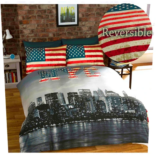 Rapport Home Homespace Direct New York City King Size Duvet Cover Distressed Vintage Reversible Photo Print