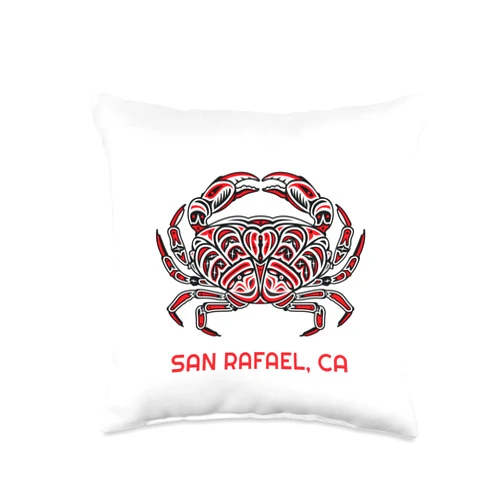 Proud Californian Dungeness Crab Lover San Rafael California Dungeness Crab Native American Indian Throw Pillow, 16x16, Multicolor