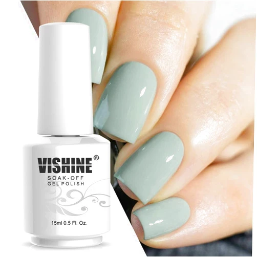 Vishine Gel Nail Polish 15ml Soak Off UV LED Gel Polish Varnish Nail Art Long-Lasting DIY Salon - Sage 0.5 OZ
