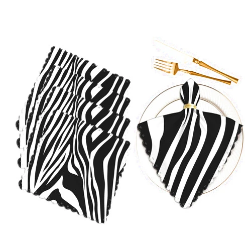 Yibeas Zebra Stripes Black Table Napkins Cloth Set of 4 Soft Animal Skin Texture Art Pattern Washable and Reusable Dinner Napkins for KitchenWeddings Parties 18 x 18 inch