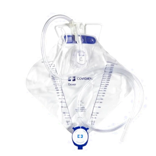 Covidien 6206 Dover Urine Drainage Bag with Needle Sampling, Anti-Reflux Chamber Drain Port Poly Bag, 2000 mL Capacity (Pack of 20)
